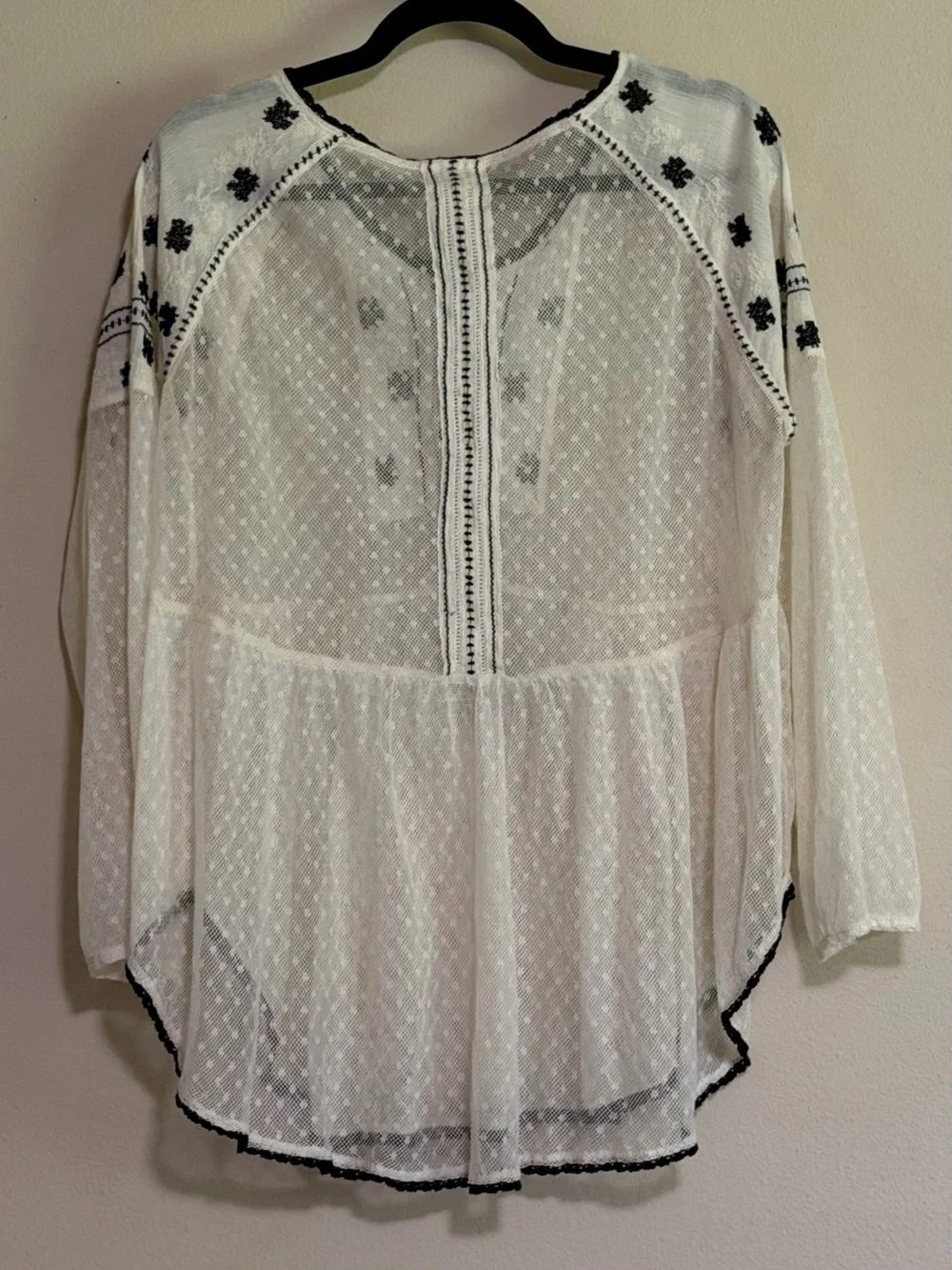 Free People Flowy Sheer Tunic with Embroidered Accents